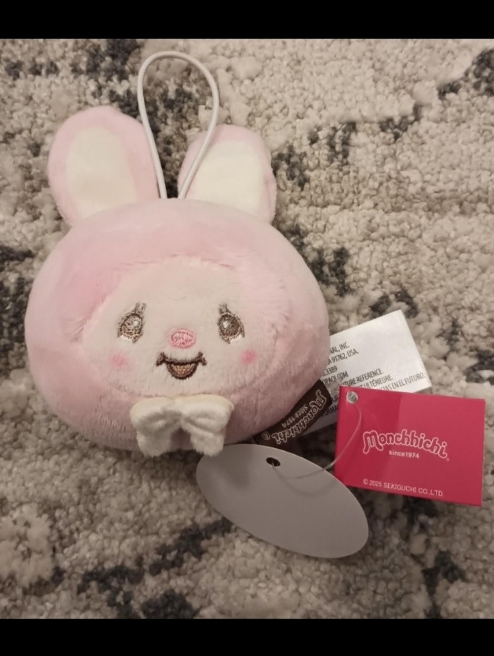 Monchhichi Pink Bunny Mascot Plush Keychain